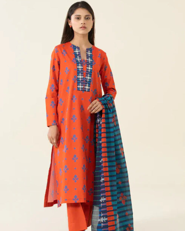 Sapphire original factory leftover | 3pc Unstitched Lawn Collection Printed Lawn Shirt With Printed Voil Dupatta